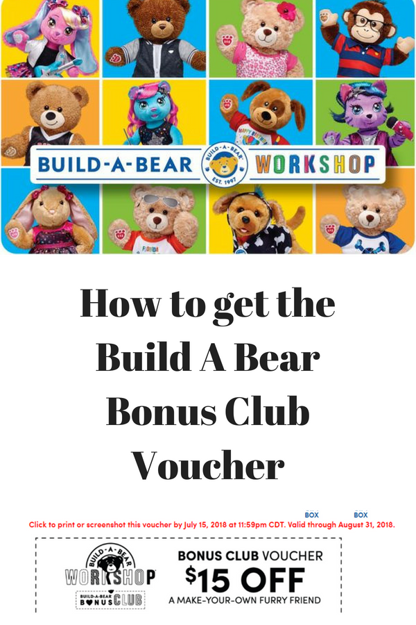 Build A Bear Bonus Club Voucher