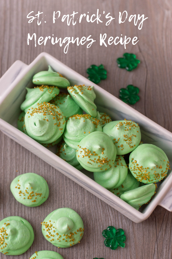Looking for a quick dessert for St. Patrick's Day to make with the kids? These St. Patrick's Day Meringues Recipe are super easy to make!