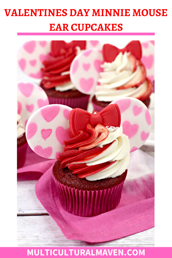 Valentines Day Minnie Mouse Ear Cupcakes